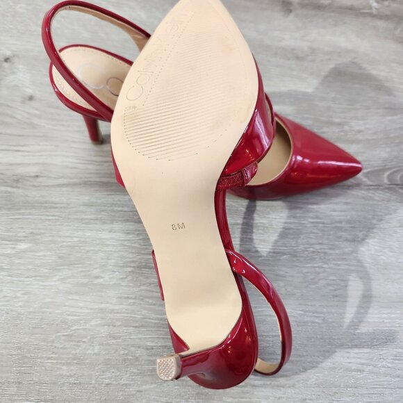 Calvin Klein Geena Pump Red Patent Like New Condition Women's Size 8M - Picture 5 of 9
